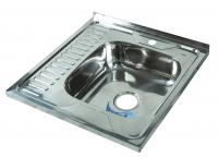 Мойка квадратная накладная с сушилкой слева, полированная