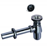 Сифон бутылочный "SL213", отвод с розеткой, латунь хром