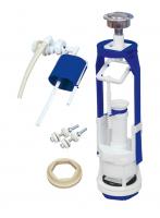 Арматура для бачка кнопочная, боковая подводка с универсальным клапаном (плоский донный клапан), металлизированная кнопка