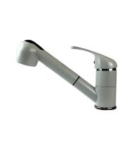 Смеситель для кухни I-TECH, PLUTO 43, однорычажный, с выдвижной лейкой, серый жемчуг, гайка