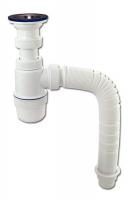 Сифон "Элит" с нерж чашкой Ф70 мм, гибкой трубой 900 мм (1 1/2"-Ф40/50)
