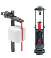 Арматура для бачка Wirquin ONE кнопочная 2-х уровневая залив KOMPACT, пластик, боковая подводка