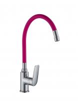 Смеситель для кухни I-TECH, GEMINI 44, однорычажный, с гибким изливом, красный, гайка