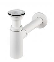 Сифон “LINEIS” для раковины 1' 1/4*32 с выпуском, отвод с декоративной розеткой, латунь, белый