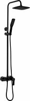 Гарнитур душевой I-TECH, ARIES, 1250 мм с верхней лейкой 280х180 мм, со смесителем, однорычажный, черный