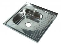 Мойка квадратная накладная с сушилкой справа, полированная