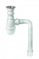 Сифон МИНОР с нерж чашкой Ф70 мм, выпуском 1½  х 40 мм, гофротрубой L800 мм, 40 х 40/50 мм