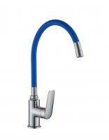 Смеситель для кухни I-TECH, GEMINI 40, однорычажный, с гибким изливом, синий, гайка