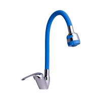 Смеситель для кухни I-TECH, SOLAR 40, однорычажный, гибкий излив, голубой, гайка