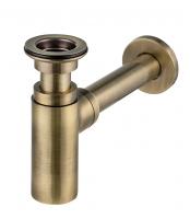Сифон “LINEIS” для раковины 1' 1/4*32 с выпуском, отвод с декоративной розеткой, латунь, бронза