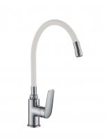 Смеситель для кухни I-TECH, GEMINI 42, однорычажный, с гибким изливом, белый, гайка