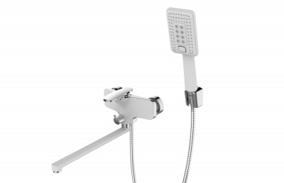 Смеситель для ванны I-TECH, VEGA 21, однорычажный, излив 35 см, белый/хром