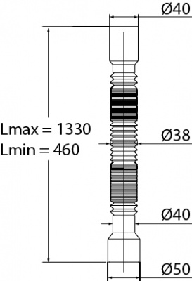 Труба гибкая "МИНИ Элит" удлинённая L1200 мм (Ø40- Ø40/50)