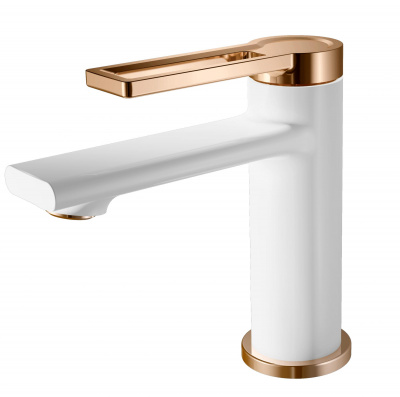 Смеситель для умывальника I-TECH, DORADO 10, однорычажный, белый/золото, шпилька