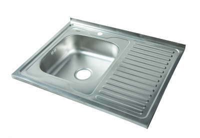 Мойка квадратная накладная с сушилкой справа, матовая