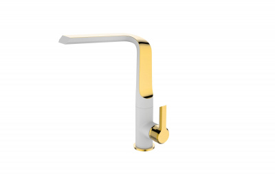 Смеситель для кухни I-TECH, CAPELLA 40, однорычажный, белый/золото, гайка