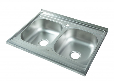 Мойка квадратная накладная двойная, матовая