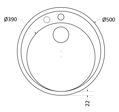 Мойка I-TECH круглая Ø500х190 кварц, песчаный берег