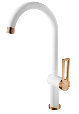 Смеситель для кухни I-TECH, DORADO 40, однорычажный, белый/золото, гайка