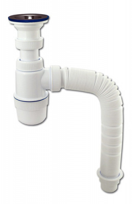 Сифон "Элит" с нерж чашкой Ф70 мм, гибкой трубой 900 мм (1 1/2"-Ф40/50)