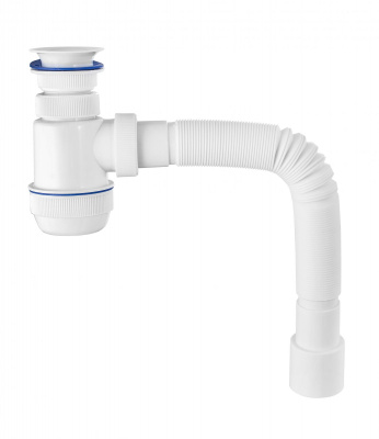 Сифон "МИНИ Элит" с пласт выпуском Ø63 мм, гофротрубой L800 мм (Ø40-40/50)