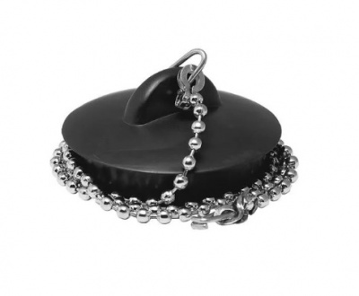 Пробка д/ванн с метал. цепочкой черная