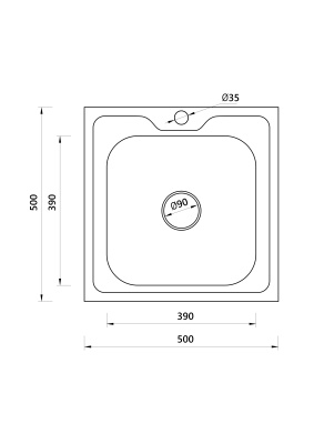 Мойка квадратная накладная, матовая