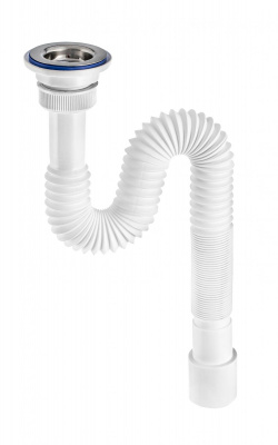 Сифон гофрированный "МИНИ Элит" с нерж чашкой Ø63 мм, стандарт L800 мм (1¼"- Ø40/50)