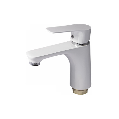 Смеситель для умывальника I-TECH, PAVO 10, однорычажный, белый, гайка