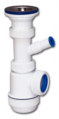 Сифон "МИНИ Элит" с нерж чашкой Ø70 мм, отводом для стир машины (1 1/2"-Ø40)