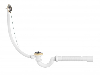 Слив-перелив для ванн с нерж чашками, сифоном "S-образный" 1½ х 40 мм, гофротрубой 40x40/50 мм