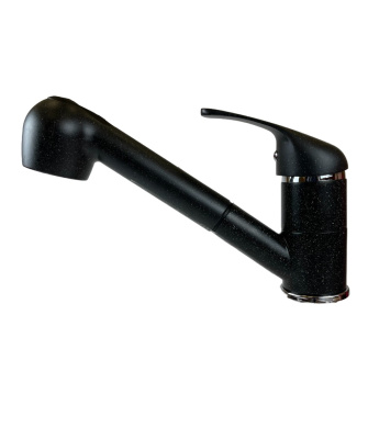 Смеситель для кухни I-TECH, PLUTO 41, однорычажный, с выдвижной лейкой, черный опал, гайка