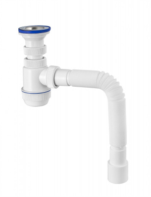 Сифон "МИНИ Элит" с нерж чашкой Ф70 мм, гибкой трубой (1 1/2"-Ф40/50)