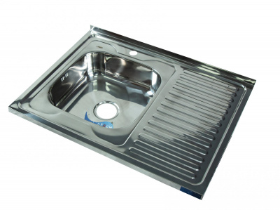 Мойка квадратная накладная с сушилкой справа, полированная