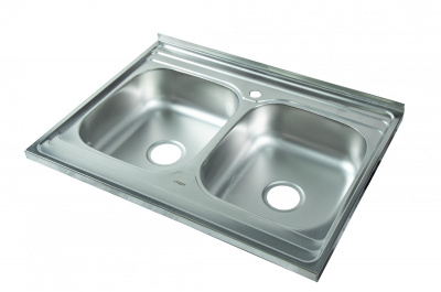 Мойка квадратная накладная двойная, матовая