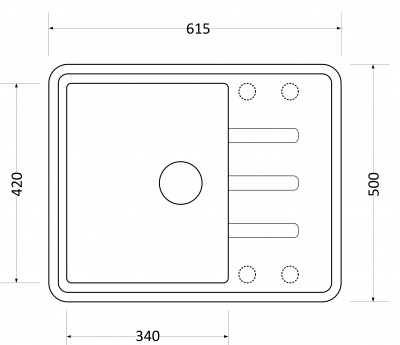 Мойка I-TECH прямоугольная с сушилкой 615x500x200 кварц, белый камень