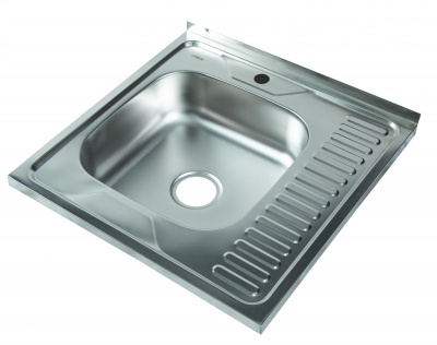 Мойка квадратная накладная с сушилкой справа, матовая