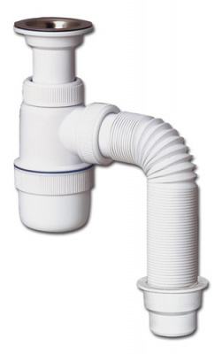 Сифон "Элит" с литым выпуском, нерж чашкой Ф70 мм, гибкой трубой 900 мм (1 1/2"-Ф40/50)