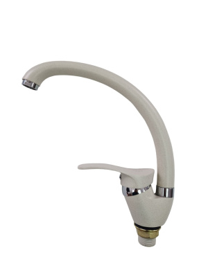 Смеситель для кухни I-TECH, GRUS 46, однорычажный, белый камень, гайка