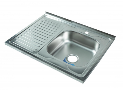 Мойка квадратная накладная с сушилкой слева, матовая