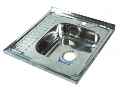 Мойка квадратная накладная с сушилкой слева, полированная