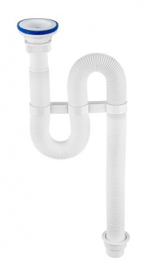 Сифон гофрированный "VIR" (1½ - Ø40/50), пласт чашка Ø70 мм