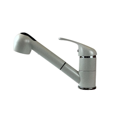 Смеситель для кухни I-TECH, PLUTO 43, однорычажный, с выдвижной лейкой, серый жемчуг, гайка