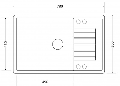 Мойка I-TECH прямоугольная с сушилкой 780x500x200 кварц, белый камень