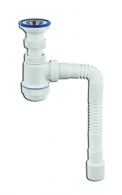 Сифон "МИНИ Элит" с нерж чашкой Ф63 мм, гибкой трубой (1 1/2"-Ф40/50)